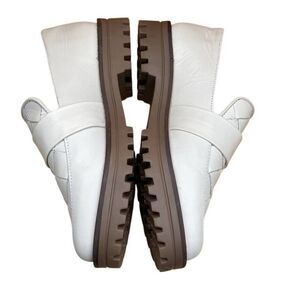 Dolce Vita Genuine Leather Woven Slip On Lug Sole Aubrey Loafers Ivory Size 6